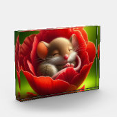 非常に可愛いベビーマウス眠る フォトブロック (左)