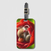 非常に可愛いベビーマウス眠る ラゲッジタグ (正面縦)