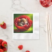 非常に可愛いベビーマウス眠る 縁ありカクテルナプキン (インサイチュ)