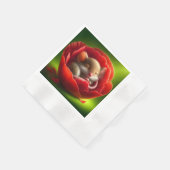 非常に可愛いベビーマウス眠る 縁ありカクテルナプキン (角)