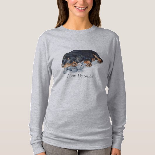 非常に可愛い子犬ロットワイラー黒とタン犬 Tシャツ (正面)