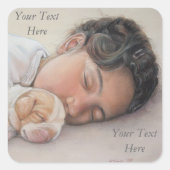 非常に可愛い小さな女の子小さなビーグルの子犬 スクエアシール (正面)