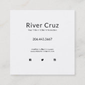 非常に基本的なブラック文字オンホワイト スクエア名刺 (裏面)