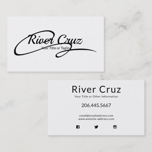 非常に基本的なブラック文字オンホワイト 名刺 (正面/裏面)