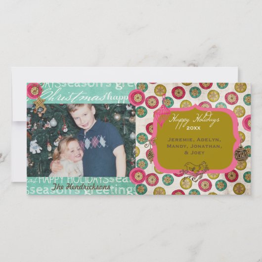 非常に多くのオーナメントクリスマスホリデーフォトカード シーズンカード (正面)