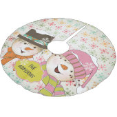 非常に多くのスノーフレーク雪だるまホリデーズツリースカート ブラッシュドポリエステルツリースカート (アングル)