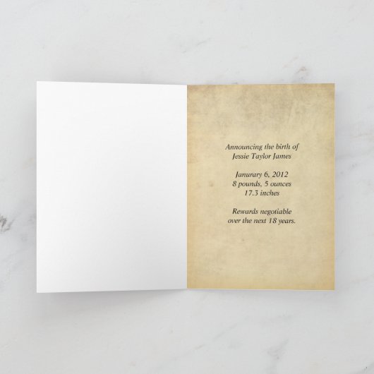 非常に多くの新生児発表を望む 案内状 (内部)