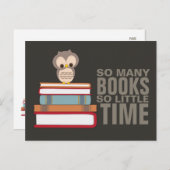 非常に多くの本ので少し時間かわいいフクロウ本おたく ポストカード (正面/裏面)