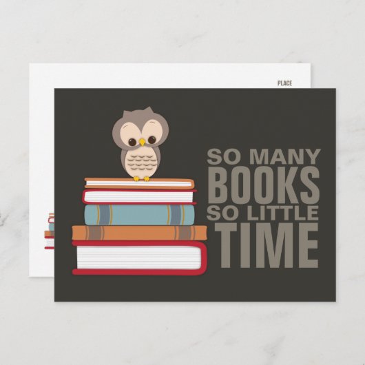 非常に多くの本ので少し時間かわいいフクロウ本おたく ポストカード (正面/裏面)