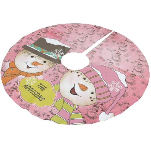 非常に多くの雪だるまホリデーズツリースカート ブラッシュドポリエステルツリースカート (アングル)