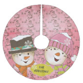 非常に多くの雪だるまホリデーズツリースカート ブラッシュドポリエステルツリースカート (正面)