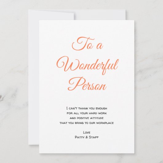 非常に大きいの特別スタッフの感謝感謝していしています サンキューカード (裏面)