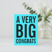 非常に大きなおめでとうターコイズブルーカード ポストカード (スタンド正面)