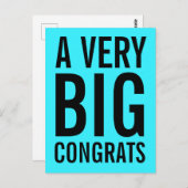 非常に大きなおめでとうターコイズブルーカード ポストカード (正面/裏面)