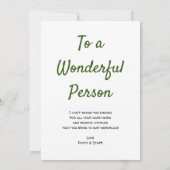 非常に大きな感謝の意を表すOfficeアクセブティ・グリーン サンキューカード (裏面)