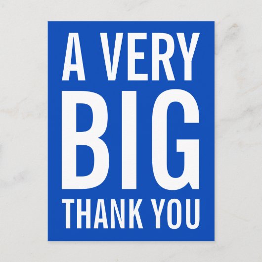 非常に大きな感謝の青いカード ポストカード (正面)