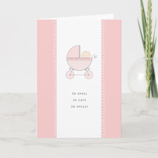 非常に小さいので、かわいい新生児おめでとう |ピンクガール カード (正面)