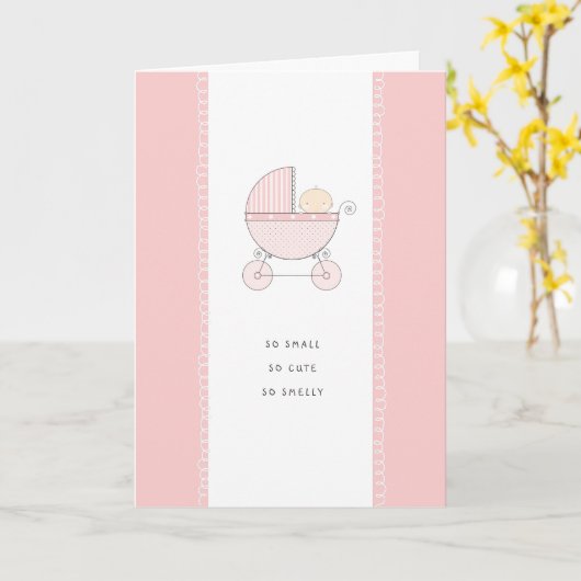 非常に小さいので、かわいい新生児おめでとう |ピンクガール カード (黄色い花)