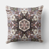 非常に尖った木の生えた六角形の万華鏡のように千変万化するパターン クッション (裏面)