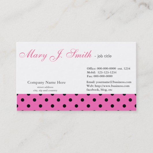 非常に巧妙なピンクの水玉模様グラフィックデザイン 名刺 (正面)