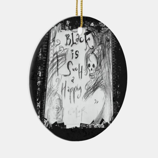 非常に幸せな色を黒くして下さい セラミックオーナメント (右)