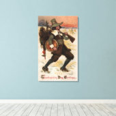 非常に幸福なターキーハンター キャンバスプリント (インサイチュ (ウッドフロア))