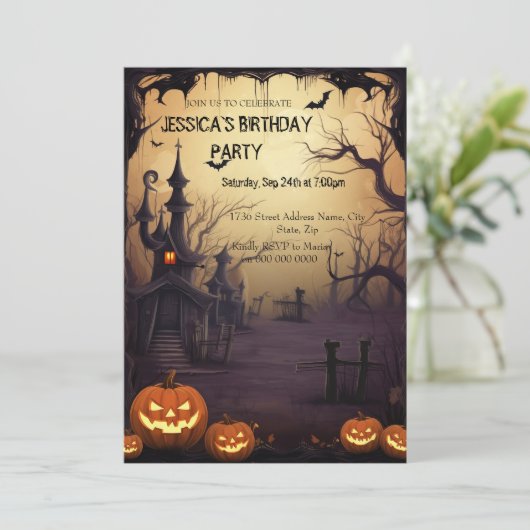 非常に怖いハロウィーンの誕生日パーティー 招待状 (スタンド正面)