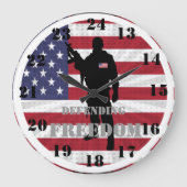 非常に愛国的な自由を守る軍隊時間 ラージ壁時計 (正面)