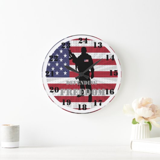 非常に愛国的な自由を守る軍隊時間 ラージ壁時計 (ホーム)