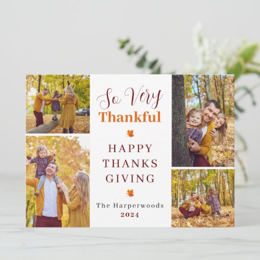 非常に感謝している | 秋感謝祭の家族写真 シーズンカード (スタンド正面)