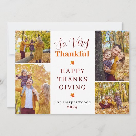 非常に感謝している | 秋感謝祭の家族写真 シーズンカード (正面)
