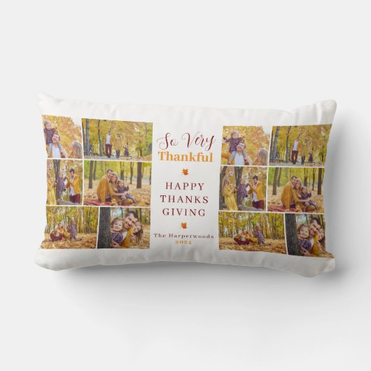 非常に感謝している | 秋感謝祭の家族写真 ランバークッション (裏面)
