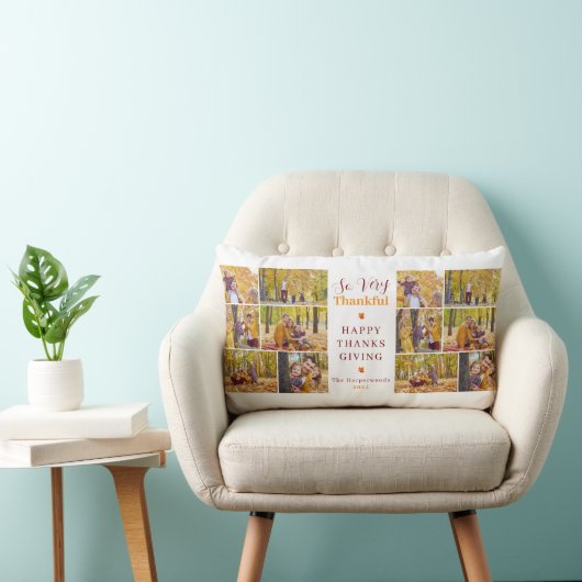 非常に感謝している | 秋感謝祭の家族写真 ランバークッション (椅子)