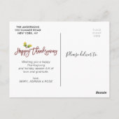 非常に感謝する | 感謝祭はがき ポストカード (裏面)