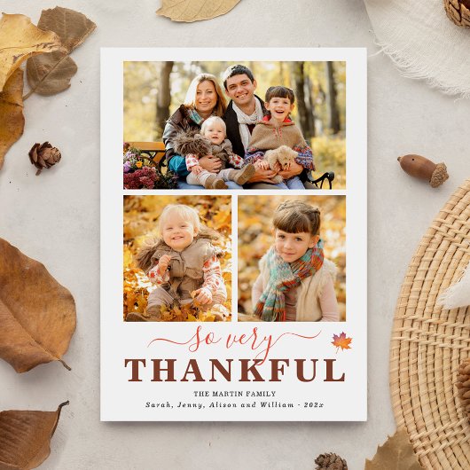非常に感謝の3つの写真コラージュ感謝祭 シーズンカード