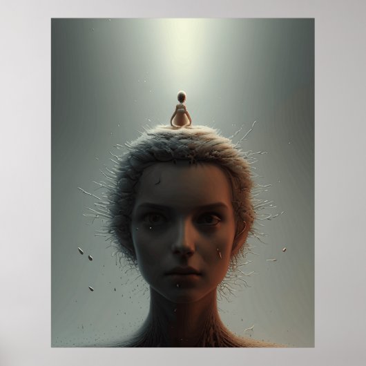 非常に抽象芸術は彼女の思考と少女をポスター ポスター (正面)