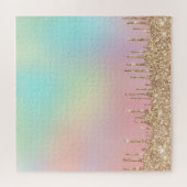 非常に挑戦的なレインボーグラデーションピンクグリッター ジグソーパズル (横)