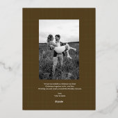 非常に新結婚したしいクリスマスの写真金ゴールド 箔シーズンカード (裏面)