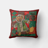 非常に早いクリスマスのテディベア枕 クッション (裏面)