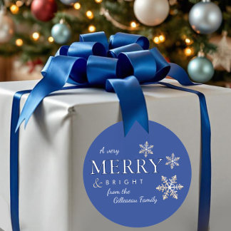 非常に明るいメリークリスマススノーフレークの贈り物 ラウンドシール