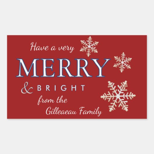非常に明るいメリークリスマスパッケージまたはギフト 長方形シール (正面)