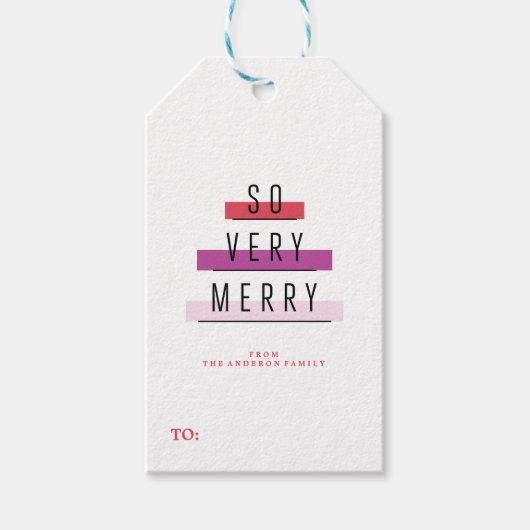 非常に明るいメリー休日のクリスマスギフトタグ ギフトタグ (正面)