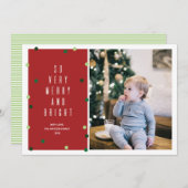 非常に明るいメリー編集可能な写真 シーズンカード (正面/裏面)