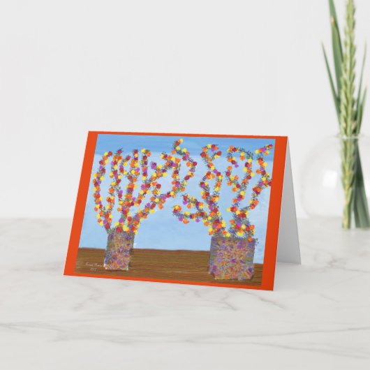 非常に明るく明るい花、グリーティングカード カード (正面)