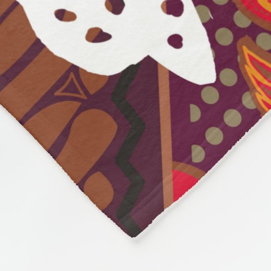 非常に明確な植物aを持つインドネシアのろうけつ染めモチーフ フリースブランケット (角)