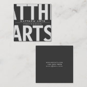 非常に暗いはっきりしたグレーとホワイトの文字 スクエア名刺 (正面/裏面)