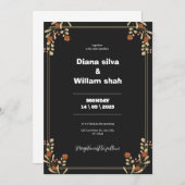 非常に暗い赤と柔らかいオレンジ色の美結婚性が 招待状 (正面/裏面)