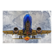 非常に曇った空で最終接近する航空会社