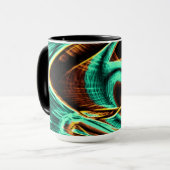 非常に曲がったテープはアクアマリンとコーヒーの溝 マグカップ (正面左)