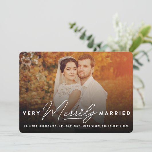 非常に楽し結婚したいタイポグラフィの結婚写真 シーズンカード (スタンド正面)